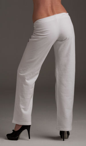 Women’s White 100% Cotton Sweat Pants, back